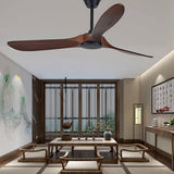 Vintage Solid Wood 52 Inch Ceiling Fan with Lights Dimmable LED Silent DC Motor Remote Control