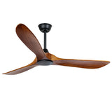 Vintage Solid Wood 52 Inch Ceiling Fan with Lights Dimmable LED Silent DC Motor Remote Control