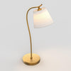 Modern Flexible Gooseneck Copper Desk Lamp with White Linen Shade for Bedroom and Study Table Lighting