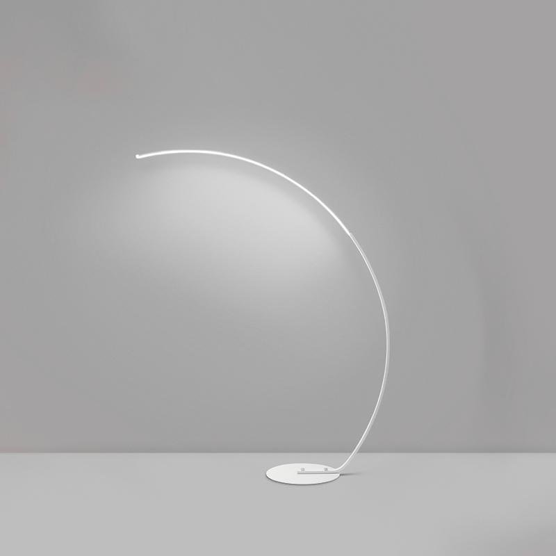 Modern Black LED Arc Floor Lamp with Remote Control and Dimmable Strip Light