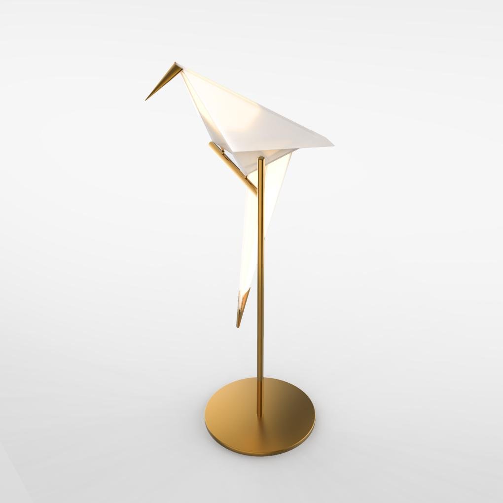 Modern Brass Origami Bird LED Table Lamp for Bedside and Office Accent Lighting