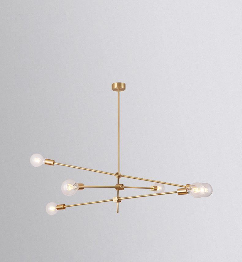 Modern Adjustable Brass Arm Chandelier with Clear Glass Shades for Dining Room