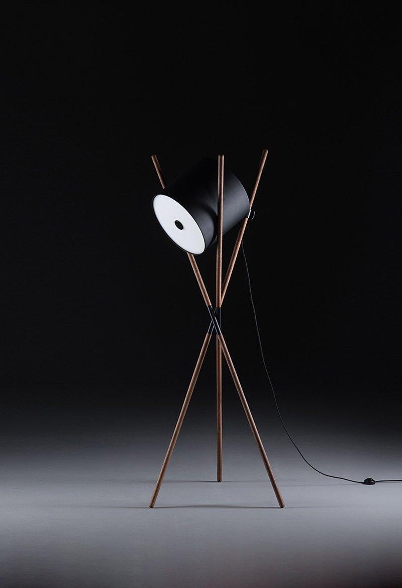 Modern Shift Solid Wood Floor Lamp with Leather Accents Minimalist Free Standing Living Room Light