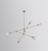 Modern Adjustable Brass Arm Chandelier with Clear Glass Shades for Dining Room