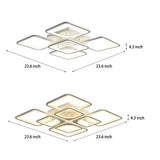 Modern Square Geometric LED Flush Mount Ceiling Light with Remote Control Stepless Dimming