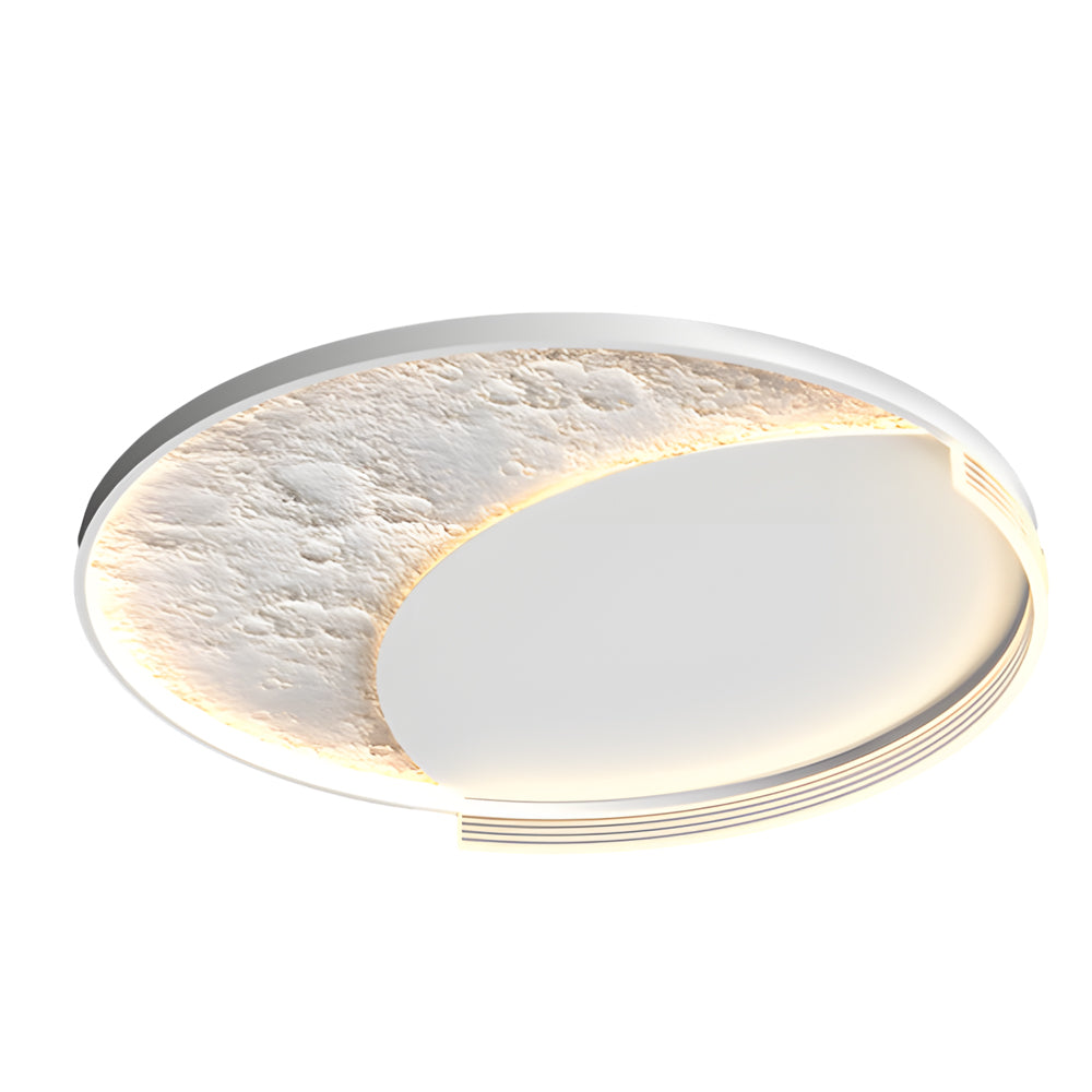 Modern Moon Texture LED Ceiling Light 3 Step Dimming Geometric Flush Mount Lamp