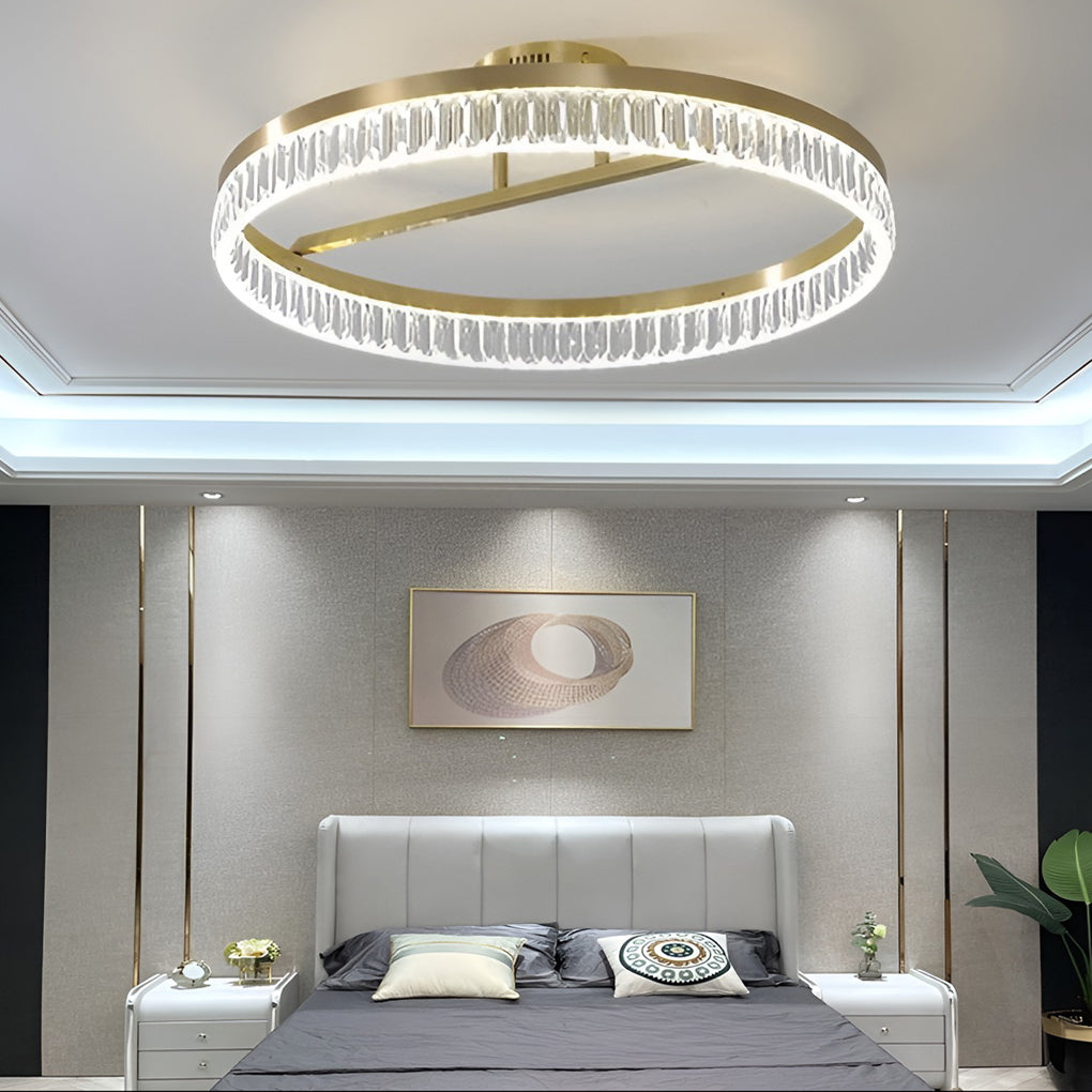 60W Modern Gold Round LED Ceiling Light Minimalist Flush Mount Lighting Fixture