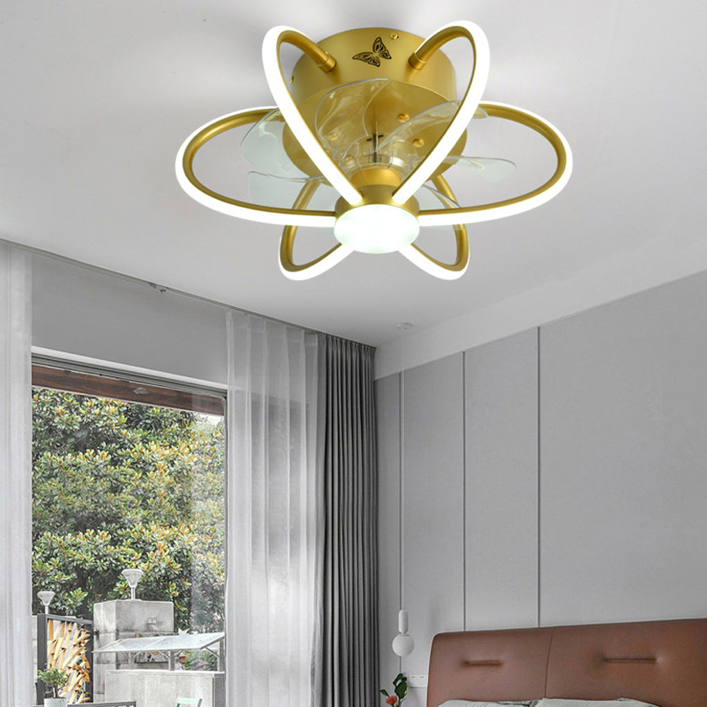 Creative Flower Shaped Bladeless Ceiling Fan with Dimmable LED Light and Remote Control