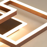 Geometric Brown LED Square Ceiling Light Semi Flush Mount Modern Aluminum Fixture