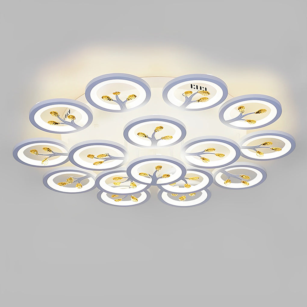 Modern White Flower LED Ceiling Light Dimmable Flush Mount Nordic Bedroom Fixture