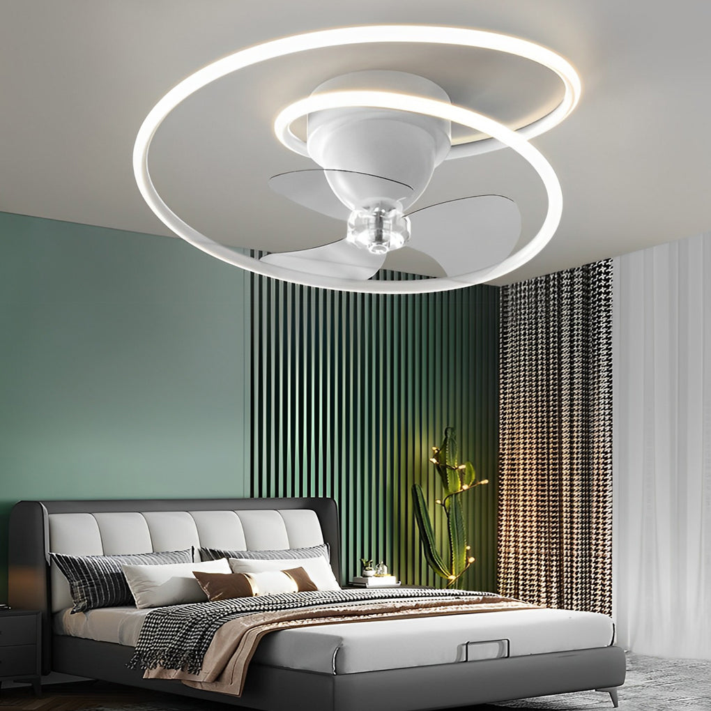 20 Inch Modern LED Ceiling Fan with 360 Degree Rotation Smart Dimmable Light for Bedroom
