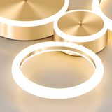 Contemporary Gold LED Flush Mount Ceiling Light Ring Circle Fixture for Living Room Bedroom