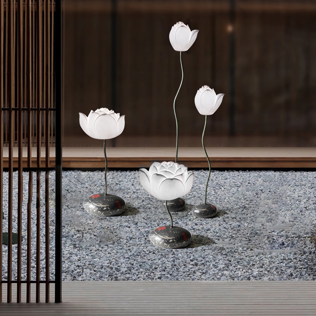 Modern Aesthetic Lotus Flower LED Floor Lamp with Pink and White Glass Shades