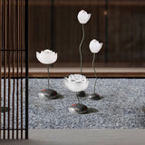Modern Aesthetic Lotus Flower LED Floor Lamp with Pink and White Glass Shades