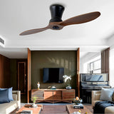 Walnut Wood 2 Blade Modern Ceiling Fan with Dimmable LED Lighting Silent DC Motor and Remote Control 56 Inch