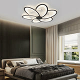 Geometric Flower LED Flush Mount Ceiling Light with Acrylic Petal Design in Black