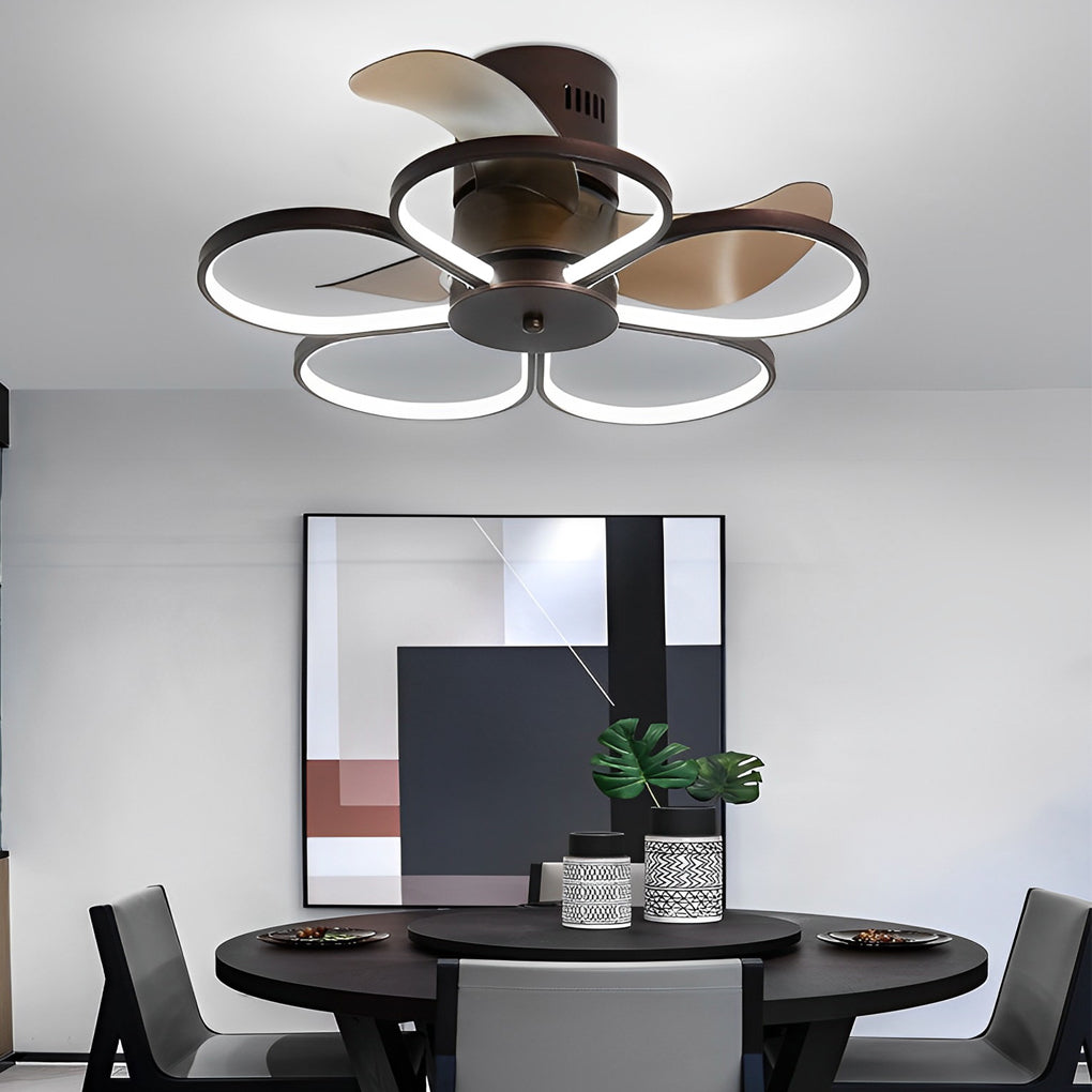 Flower Design Bladeless Ceiling Fan with Dimmable LED Light and Silent 6 Speed Motor