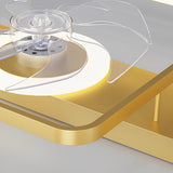Modern Rectangular Bladeless Ceiling Fan with LED Light and Dual Internal Fans for Living Room
