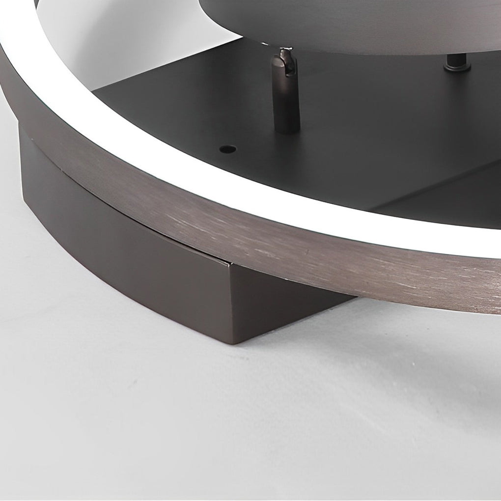 Modern Coffee Circular Tiered LED Flush Mount Ceiling Light for Living Room and Bedroom
