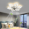 Modern Flower Flush Mount LED Ceiling Fan Smart Dimmable Low Profile Lighting for Bedroom