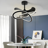 Modern Waves Flower Bladeless Ceiling Fan with LED Lighting Mute Timing Nordic Creative Chandelier Fan