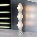 Sculptural Wavy LED Floor Lamp with White Acrylic Shades and Foot Pedal Control