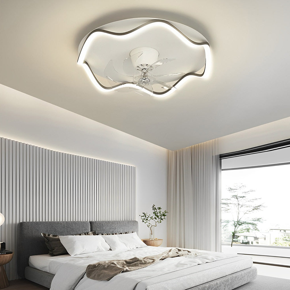 Modern 20 Inch Bladeless Ceiling Fan with 360 Degree Oscillating LED Light and Remote Control