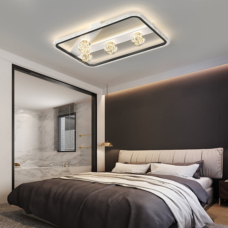 Contemporary Dimmable LED Geometric Ceiling Light Fixture in Black and Gold Finishes
