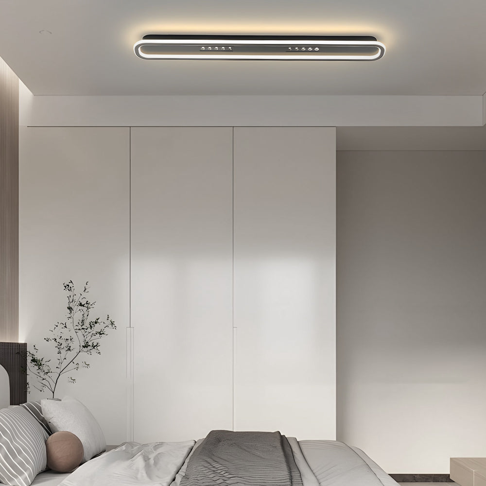 Modern Rounded Rectangular Flush Mount Ceiling Light with 3 Step Color Temperature
