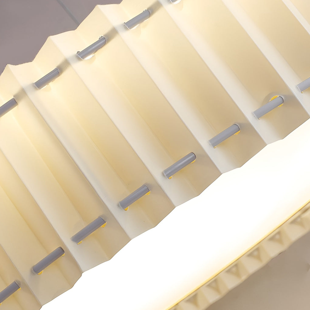 Nordic Style Pleated Fabric LED Chandelier Modern Gold Flush Mount Ceiling Light for Bedroom