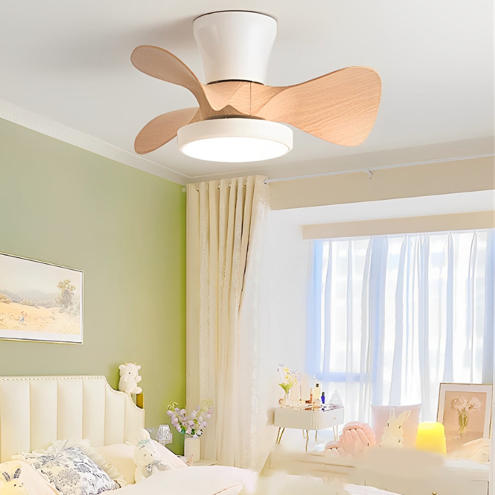 Modern 3 Blade LED Ceiling Fan with Remote Dimmable Light and Quiet Inverter Motor for Bedroom