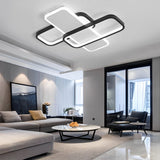 Geometric Overlapping Square LED Ceiling Light Modern Nordic Flush Mount Dimmable Chandelier