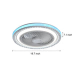 Modern 19.7 Inch Low Profile Bladeless Ceiling Fan with Dimmable LED Light and Remote Control