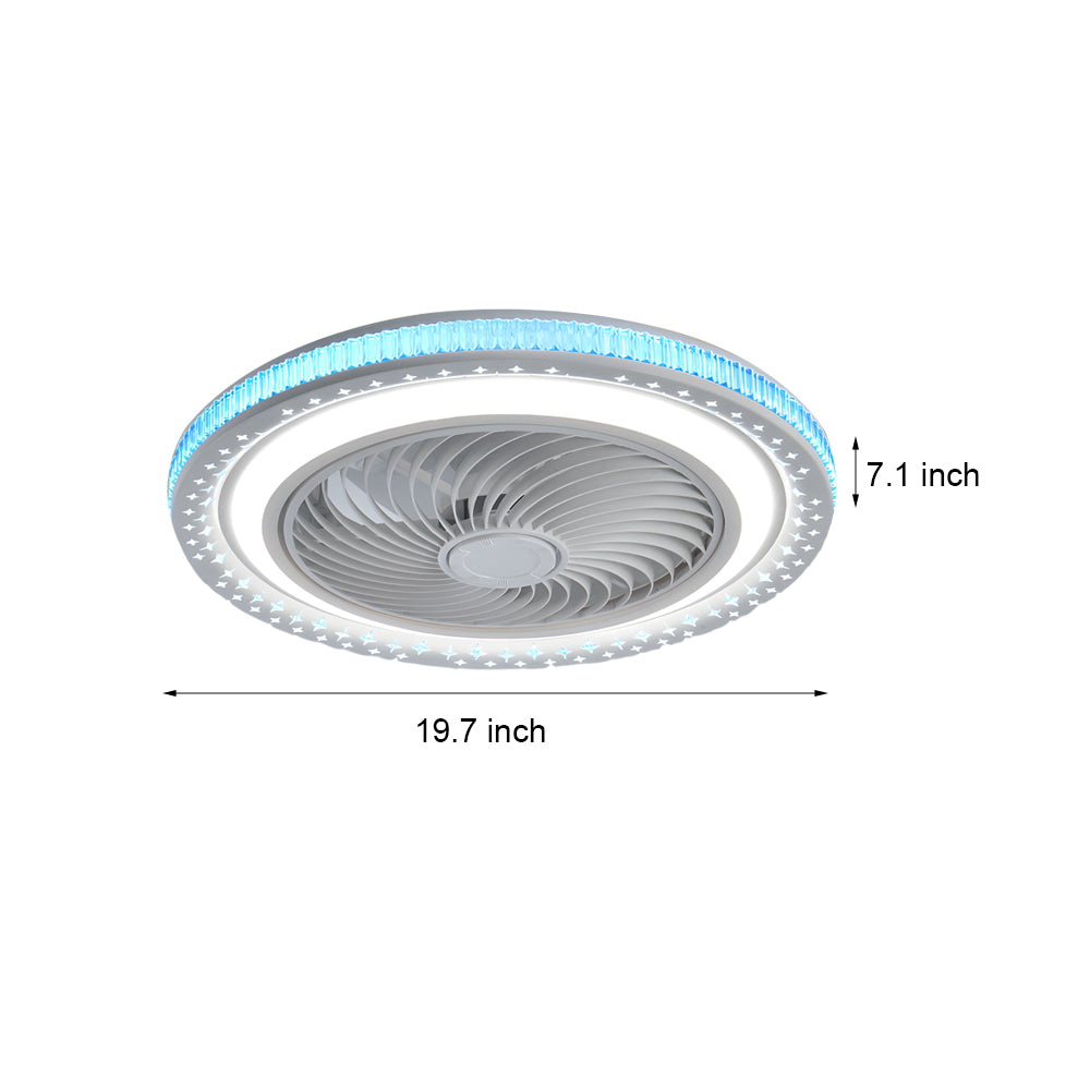 Modern 19.7 Inch Low Profile Bladeless Ceiling Fan with Dimmable LED Light and Remote Control