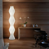 Sculptural Wavy LED Floor Lamp with White Acrylic Shades and Foot Pedal Control