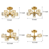 Modern Copper Crystal Ceiling Light Fixture with 180 Degree Adjustable Multi Light Shades