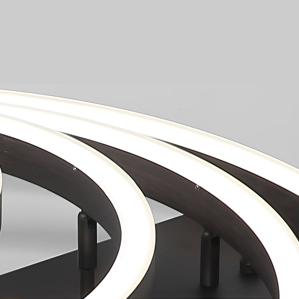 Modern Coffee Circular Tiered LED Flush Mount Ceiling Light for Living Room and Bedroom