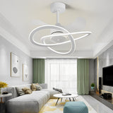 Modern Waves Flower Bladeless Ceiling Fan with LED Lighting Mute Timing Nordic Creative Chandelier Fan