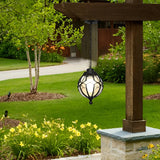 Retro Glass Globe Outdoor Pendant Light Waterproof Aluminum Exterior Chandelier for Porch and Garden