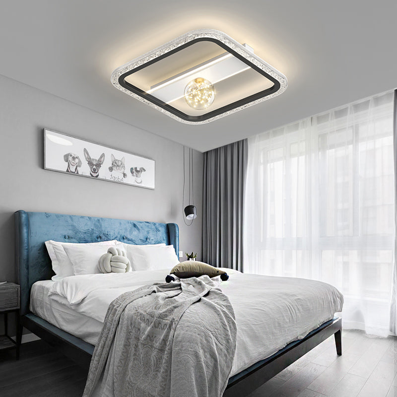 Contemporary Dimmable LED Geometric Ceiling Light Fixture in Black and Gold Finishes