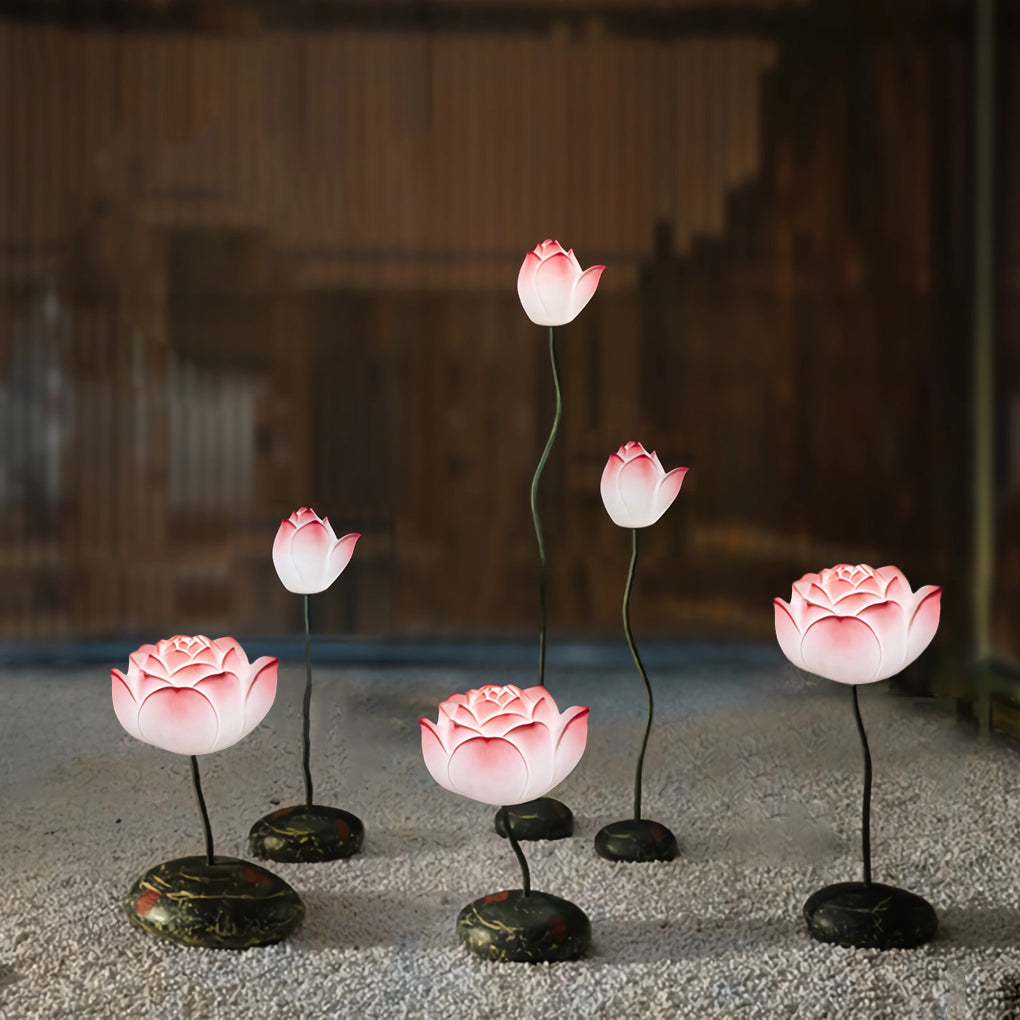 Modern Aesthetic Lotus Flower LED Floor Lamp with Pink and White Glass Shades