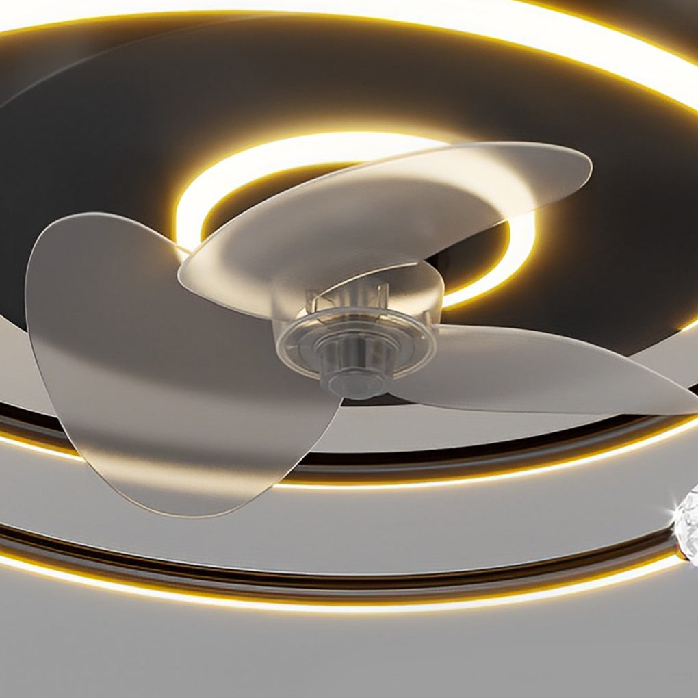 Modern 20 Inch Low Profile Bladeless Ceiling Fan with Dimmable LED Light for Bedroom and Dining Room