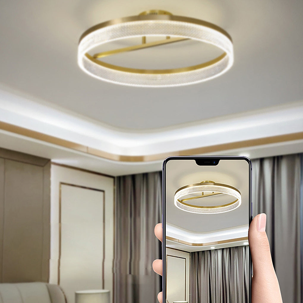 60W Modern Gold Round LED Ceiling Light Minimalist Flush Mount Lighting Fixture