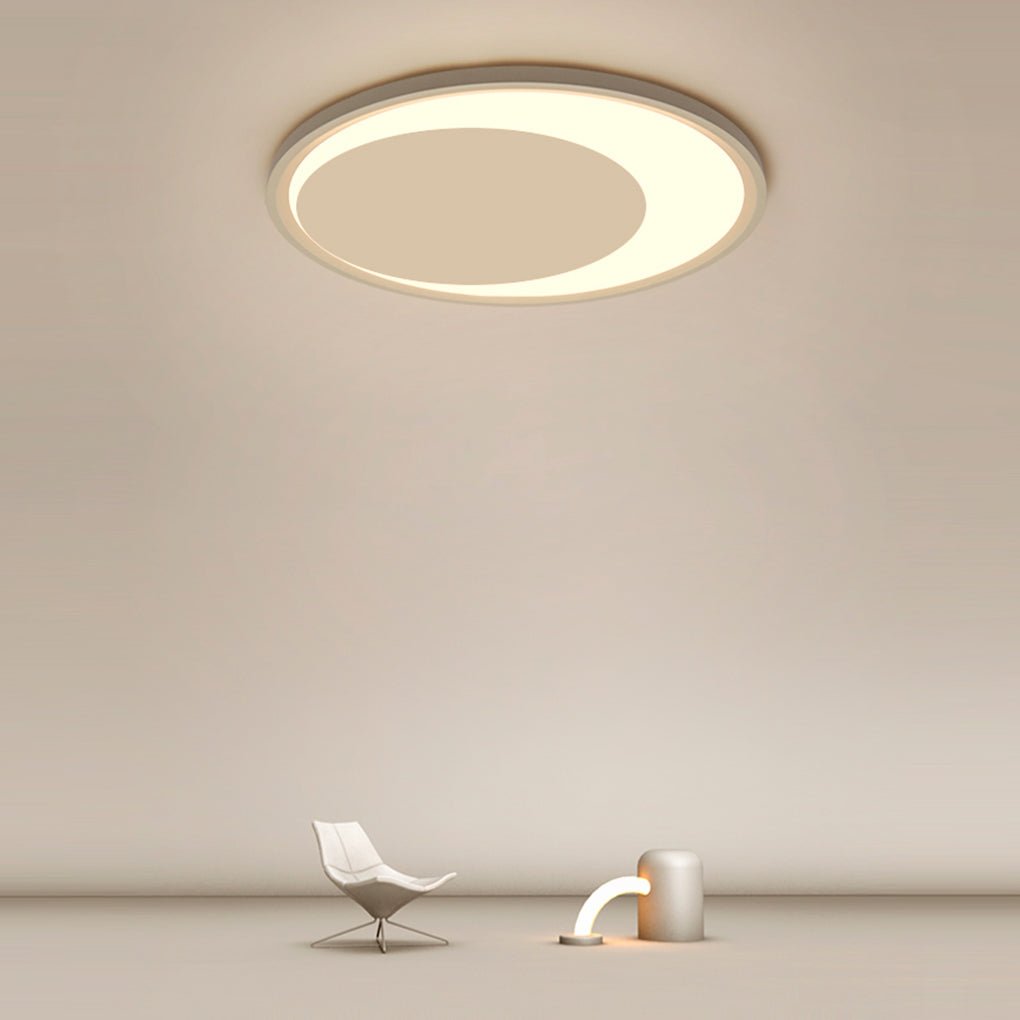 Modern White Round LED Flush Mount Ceiling Light Fixture for Kitchen and Living Room