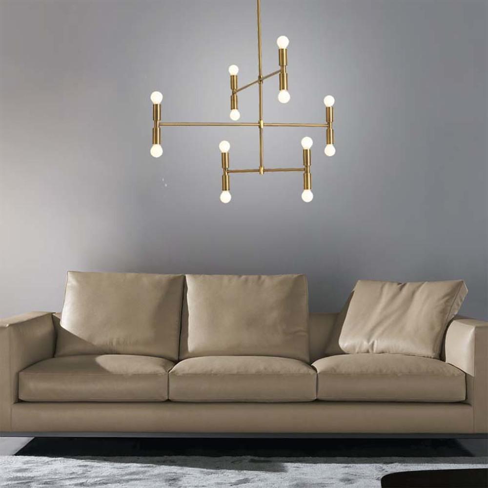 12 Light Modern Adjustable Metal Chandelier Electroplated Pendant Lighting for Dining Room and Living Area