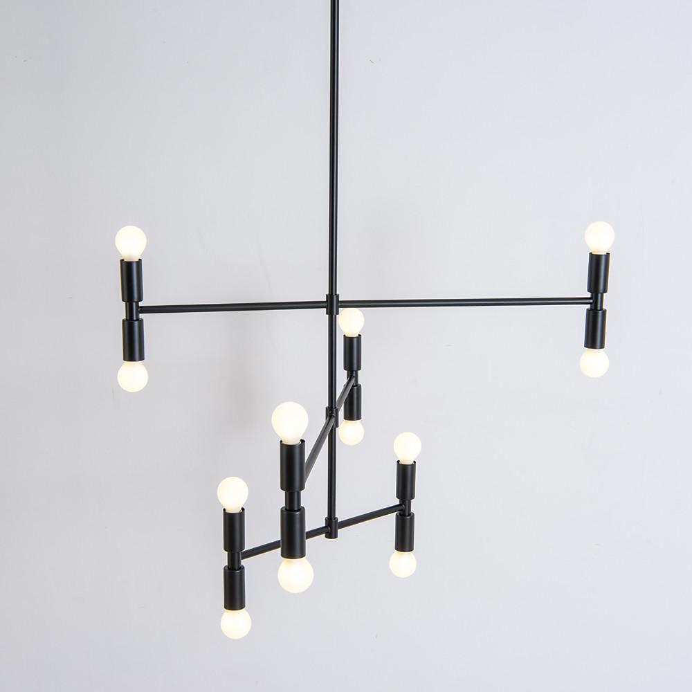 12 Light Modern Adjustable Metal Chandelier Electroplated Pendant Lighting for Dining Room and Living Area
