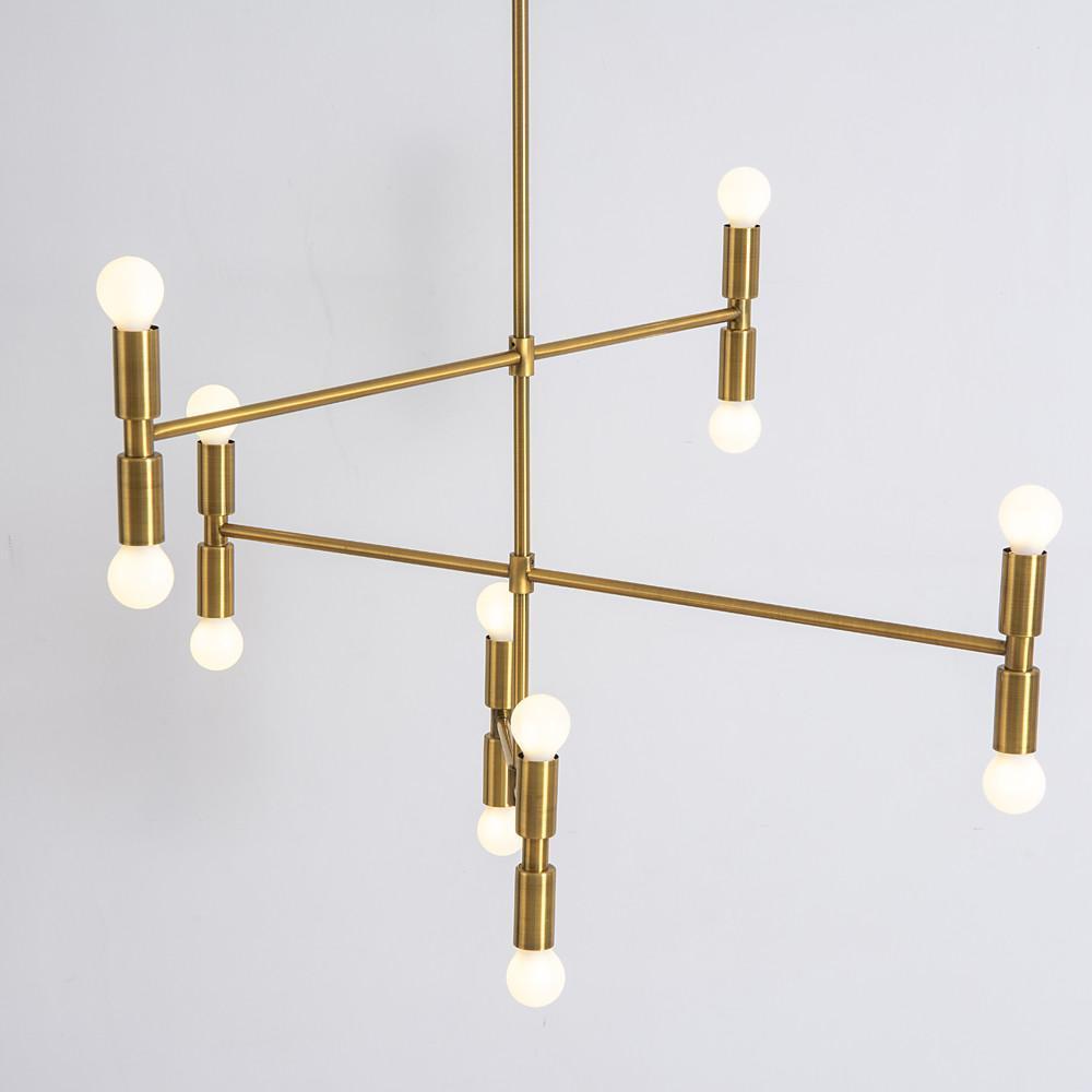 12 Light Modern Adjustable Metal Chandelier Electroplated Pendant Lighting for Dining Room and Living Area