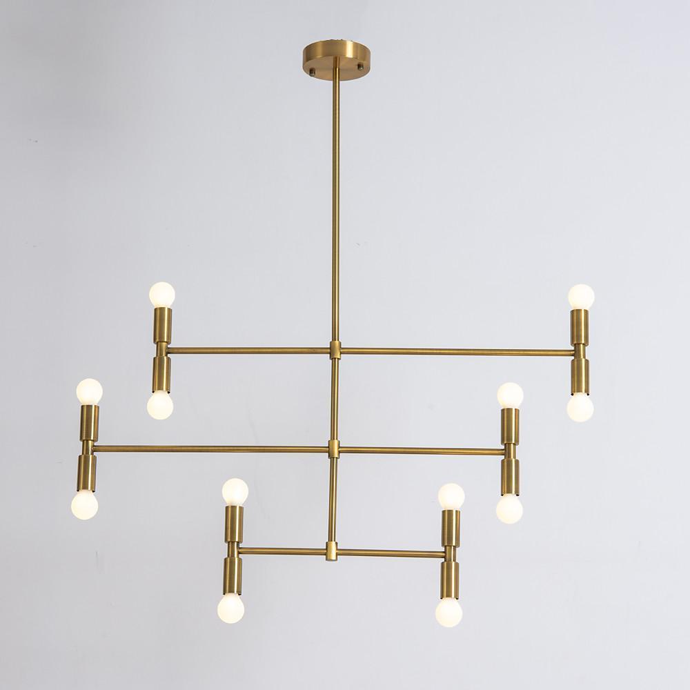 12 Light Modern Adjustable Metal Chandelier Electroplated Pendant Lighting for Dining Room and Living Area