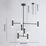 12 Light Modern Adjustable Metal Chandelier Electroplated Pendant Lighting for Dining Room and Living Area