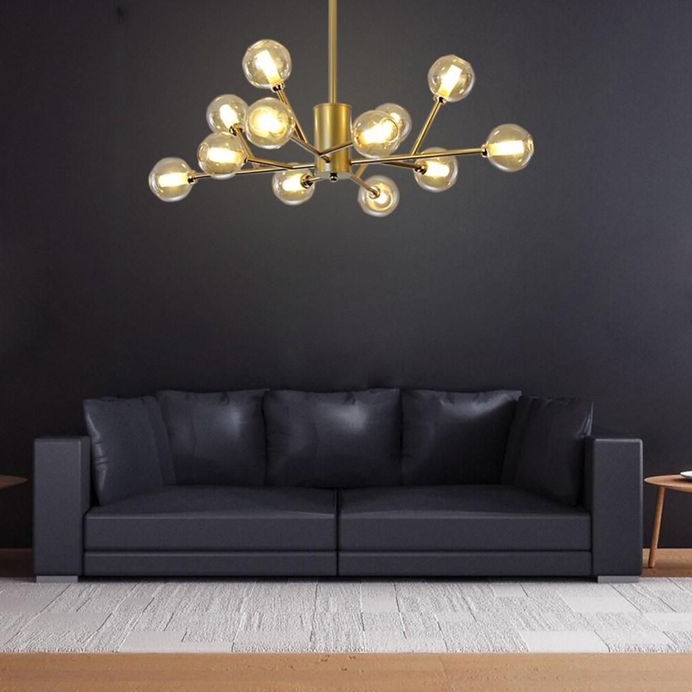 12 Light Nordic Glass Sputnik Pendant LED Chandelier for Modern Living Room and Kitchen Island Lighting